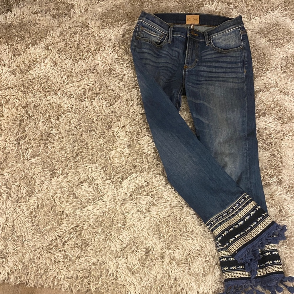 DRIFTWOOD Blue Jeans with Patterned Fringe